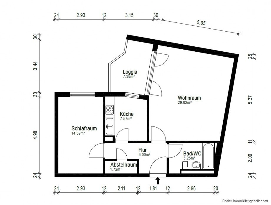 Grundriss 3. OG Etagenwohnung M�nchen