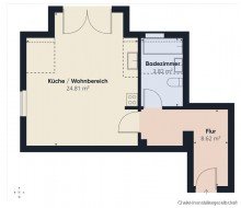 Grundriss Gro�z�gige 1-Zimmer Wohnung mit Balkon - Ruhige Lage zum Wohlf�hlen