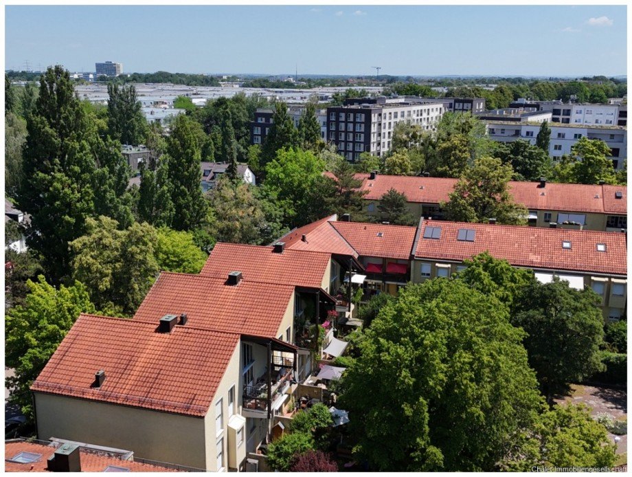 Blick auf das Haus Erdgeschosswohnung M�nchen