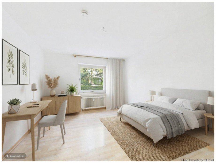 Schlafzimmer mit Einrichtungsvorschlag Etagenwohnung M�nchen