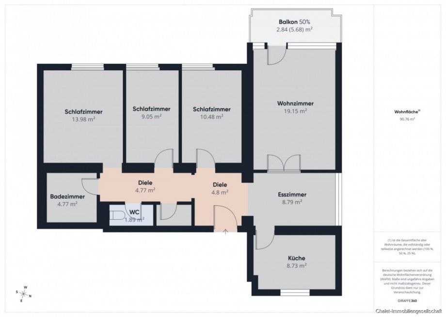 Grundriss 5. OG Dachgeschosswohnung Dachau