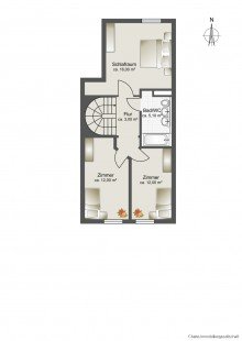 Grundriss OG GARTENMAISONETTE, 4-Zimmer-Wohnung mit S�dterrasse, Hobbyraum und Gartenanteil